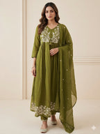 Olivea Floral Mul Cotton Anarkali Set