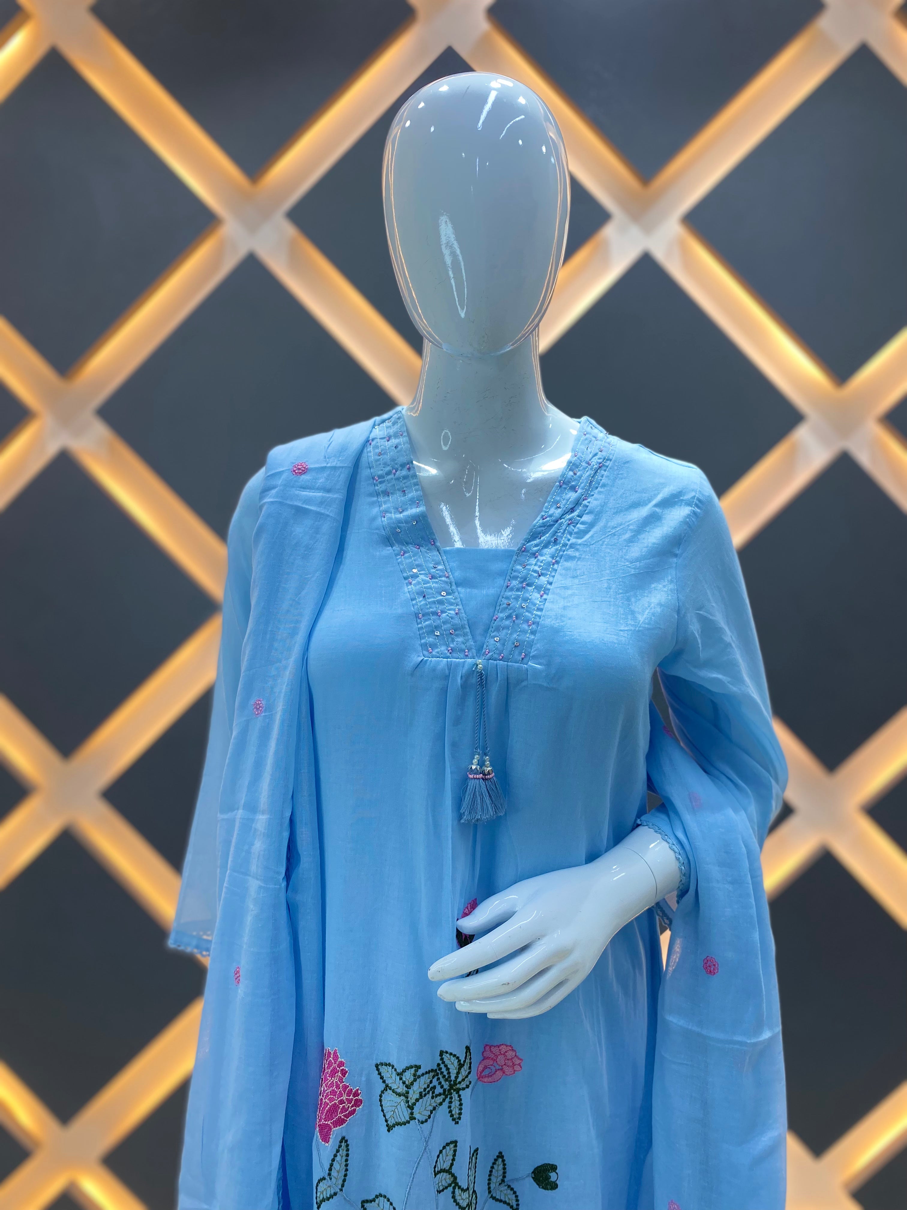Serene Blue Mul Cotton Set