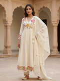 Ivory Floral Mul Cotton Angrakha Set