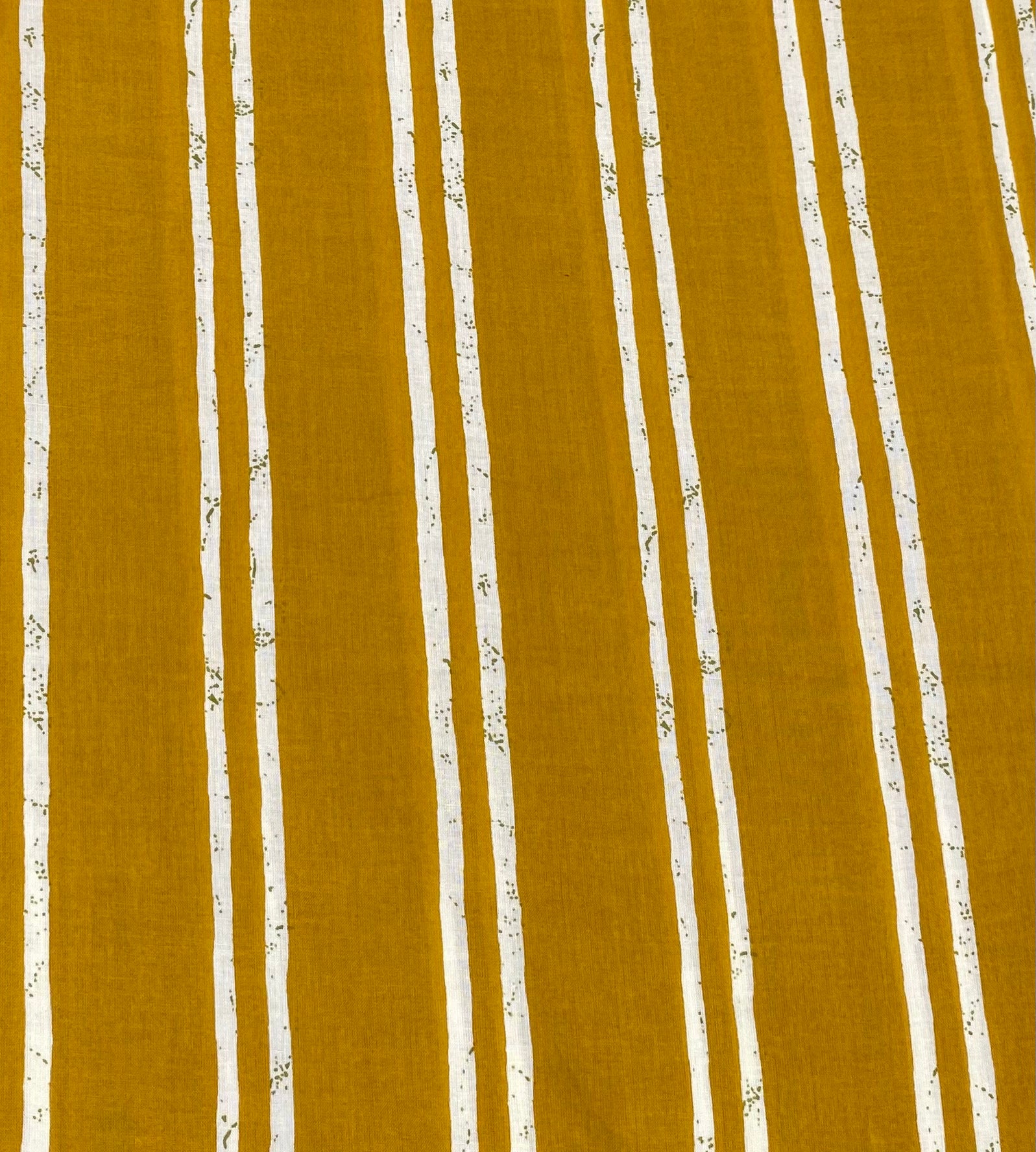 Mustard Yellow Striped Embroidered Cotton Kurta Set with Dupatta