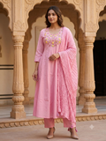 Blush Pink Floral Embroidered Anarkali Suit Set