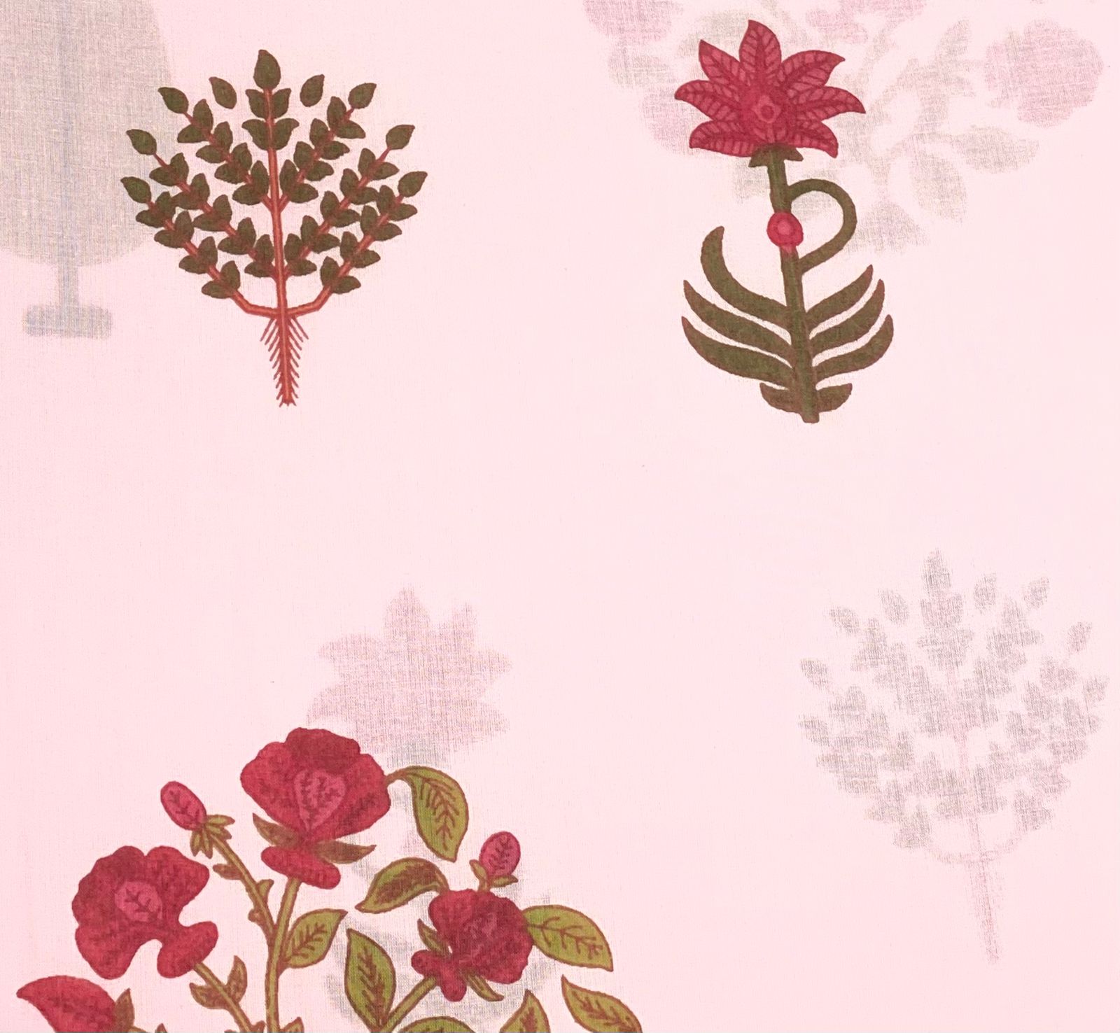Blush Pink Floral Block-Printed Short Kurta Farshi Salwar Set