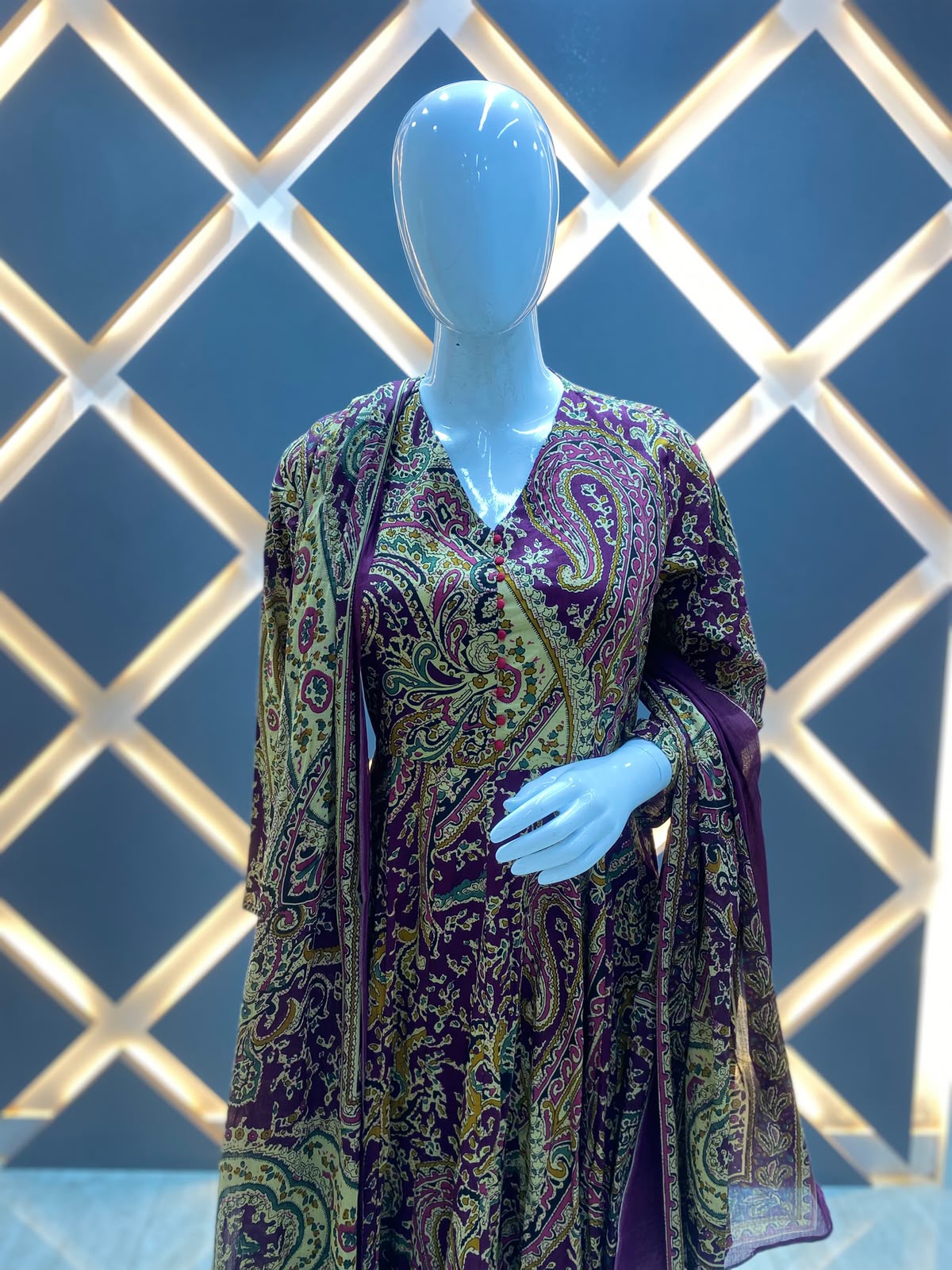 Regal Purple Kalamkari Print Kurta Set